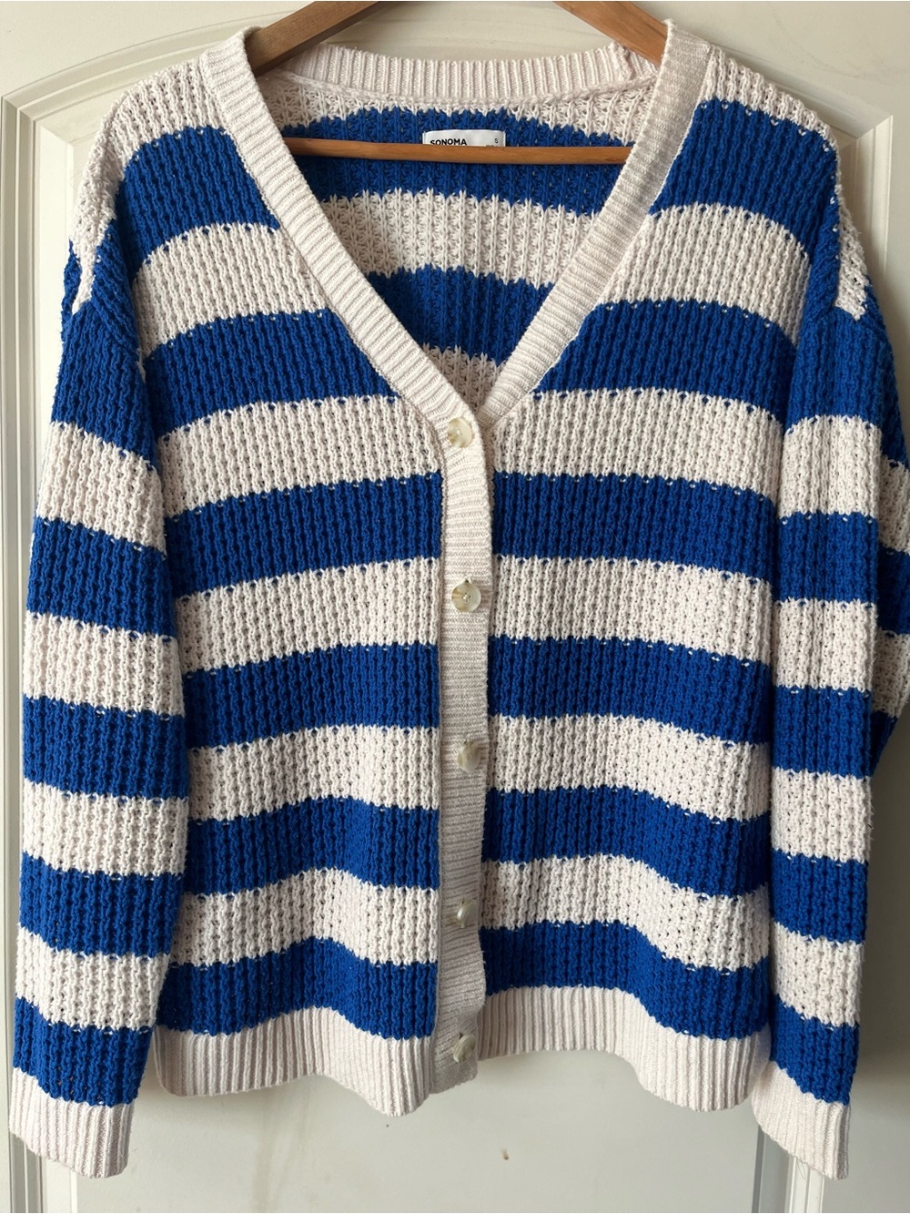 SONOMA Striped Knit Cardigan Sweater - Blue & White